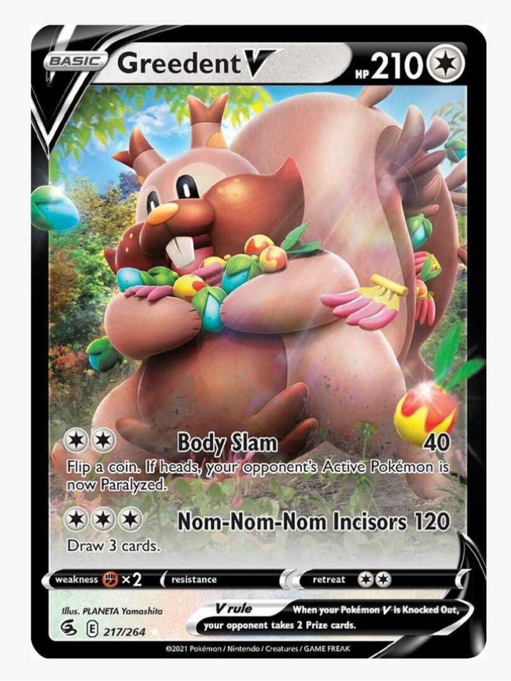 Greedent V SWSH08: Fusion Strike Pokemon Trading Card